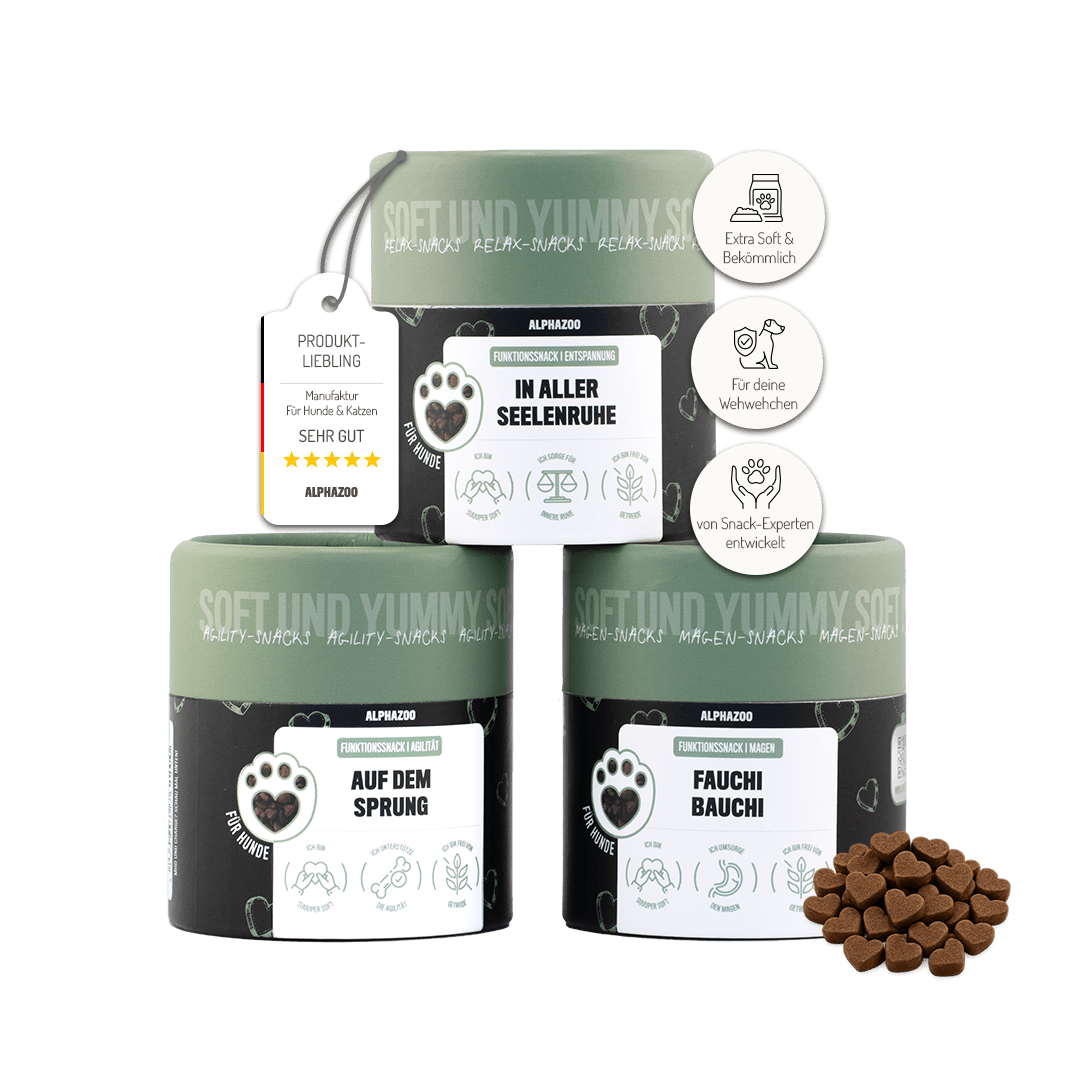 Probierset Funktion-Snacks – 3 Herzsnacks für Darmflora, Gelenke & Beruhigung