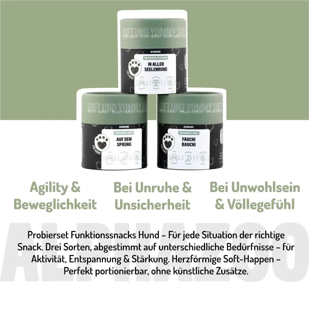 Probierset Funktion-Snacks – 3 Herzsnacks für Darmflora, Gelenke & Beruhigung
