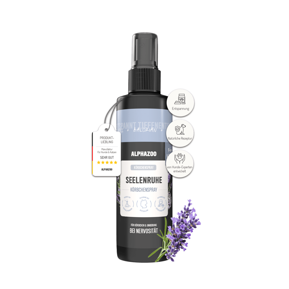 Seelenruhe Körbchenspray für Hunde – mit Baldrian & Lavendel bei Stress & Angst