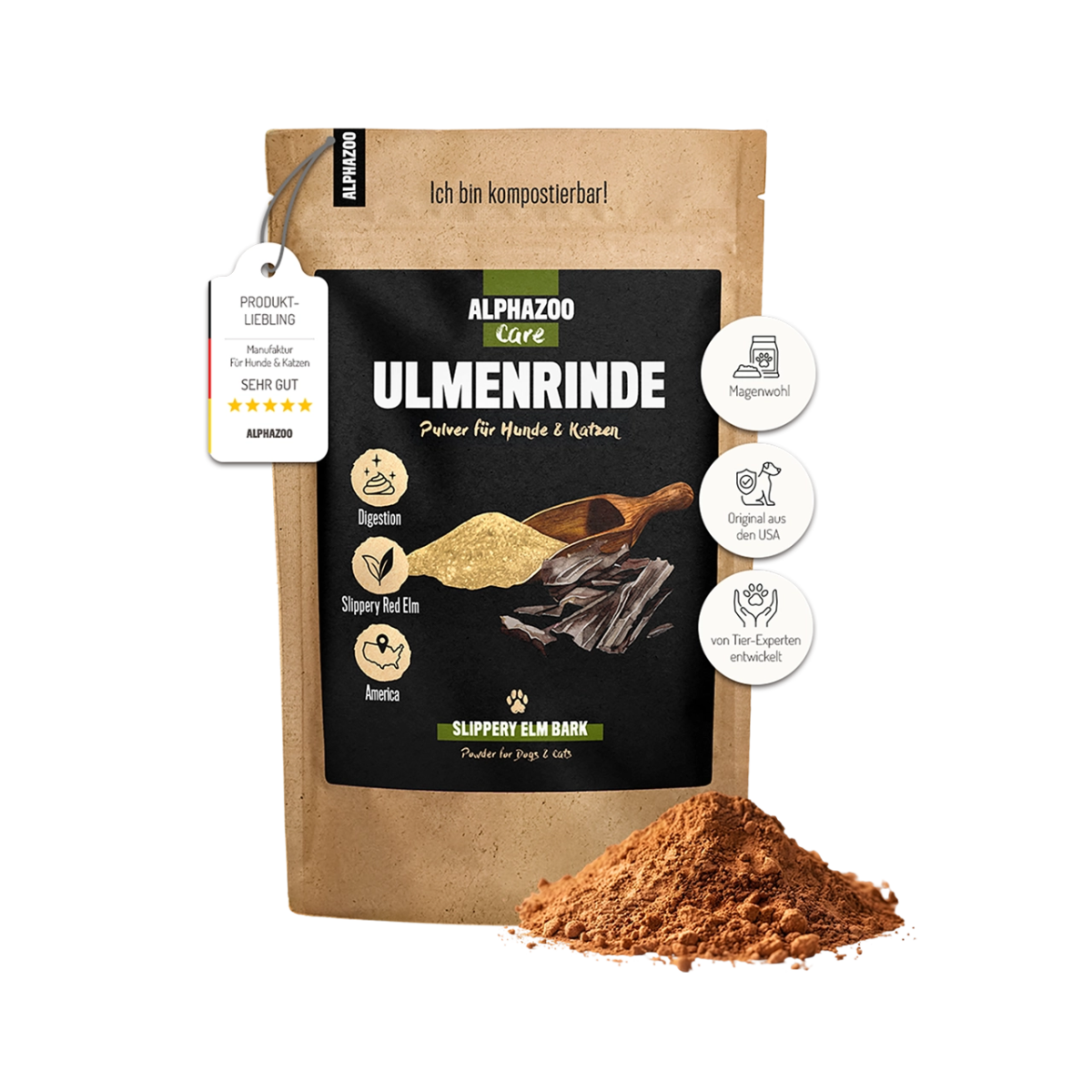 Ulmenrinde Pulver für Hunde & Katzen – sanfte Unterstützung für den Verdauungstrakt