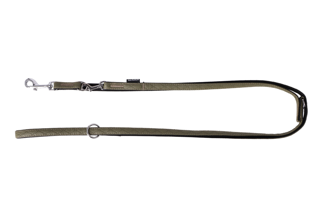 Leine Khakigrün Aus Nylon Längenverstellbar Im Rautendesign - TierVita