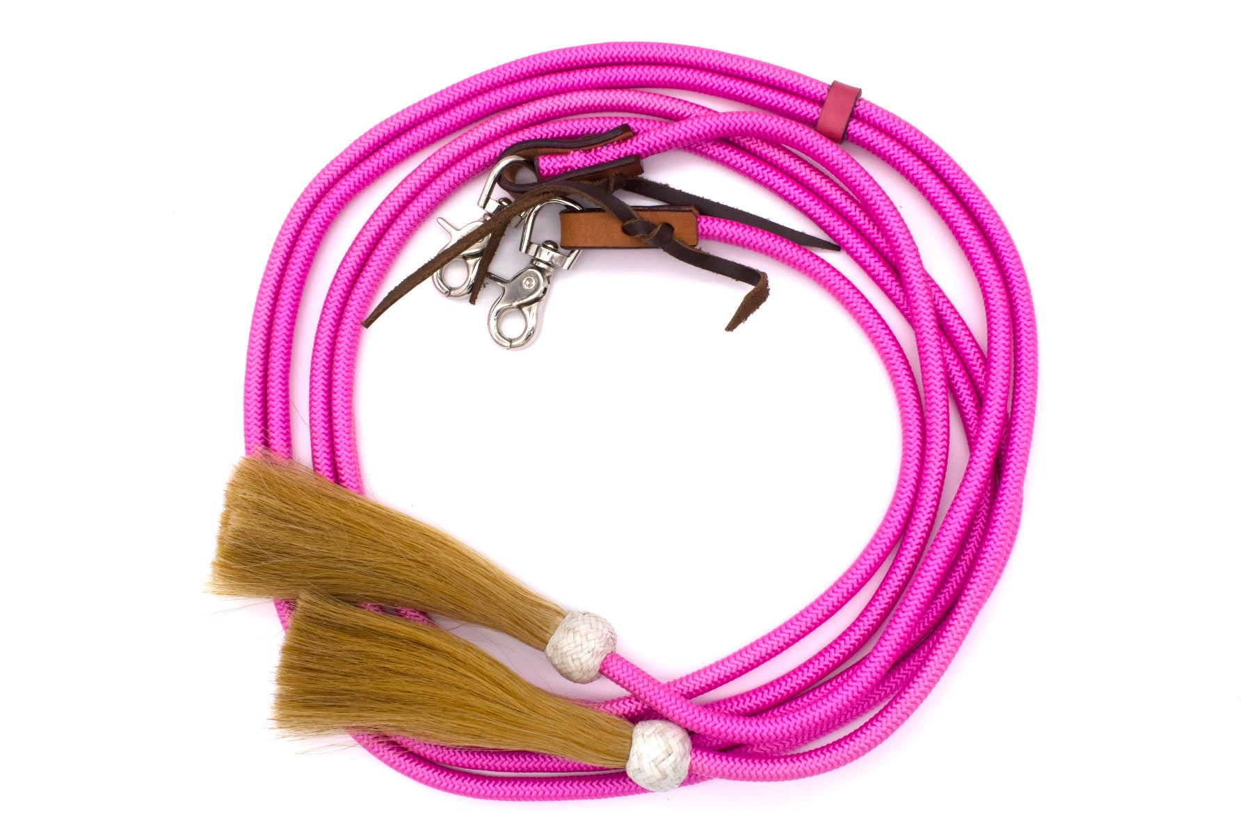 Western Nylonzügel mit Rosshaar Tasseln und wechselbaren Snaps, pink