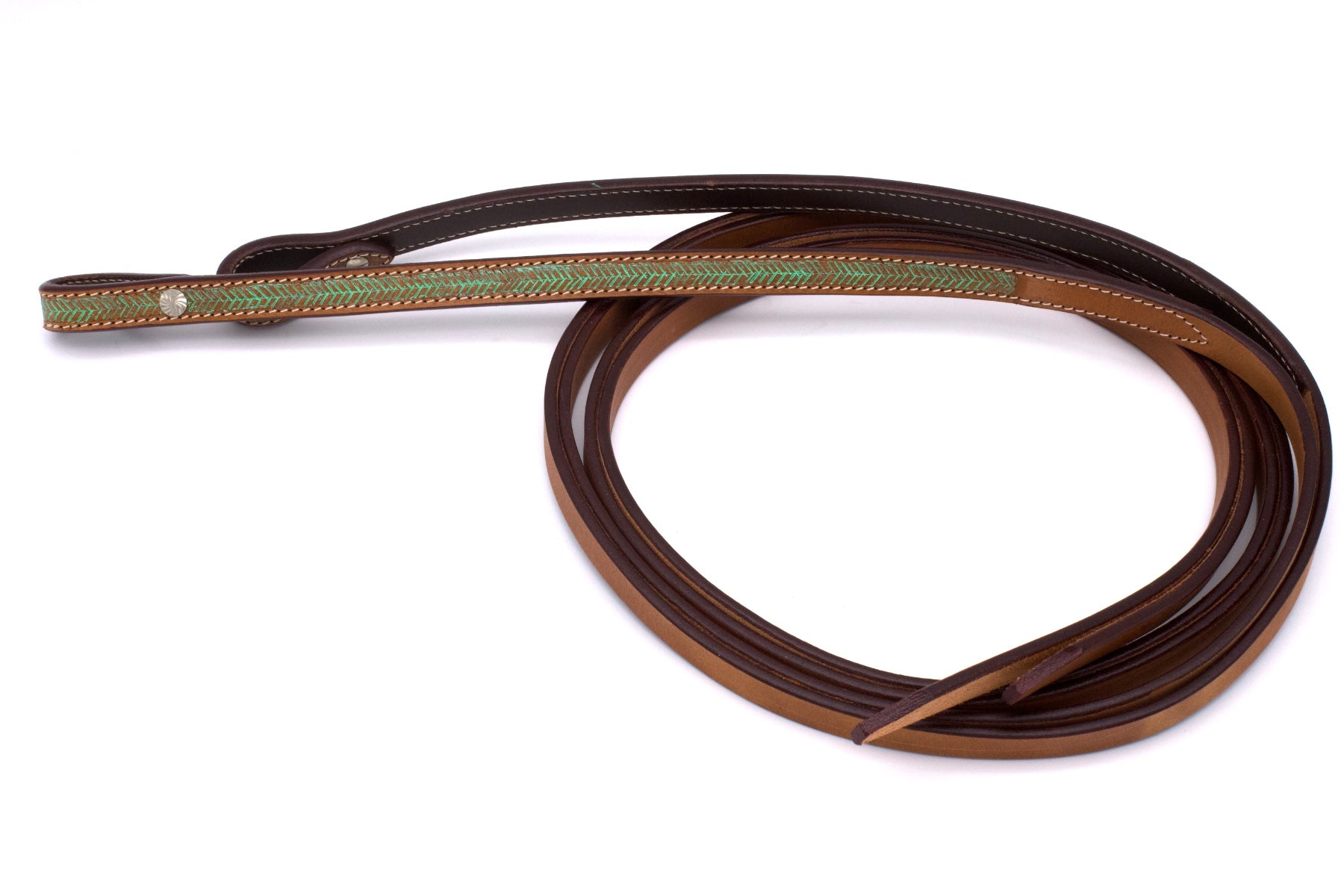 Federoptik Westerntrense, Set aus Kopfstück mit Vorderzeug, türkis, silber-Conchos,