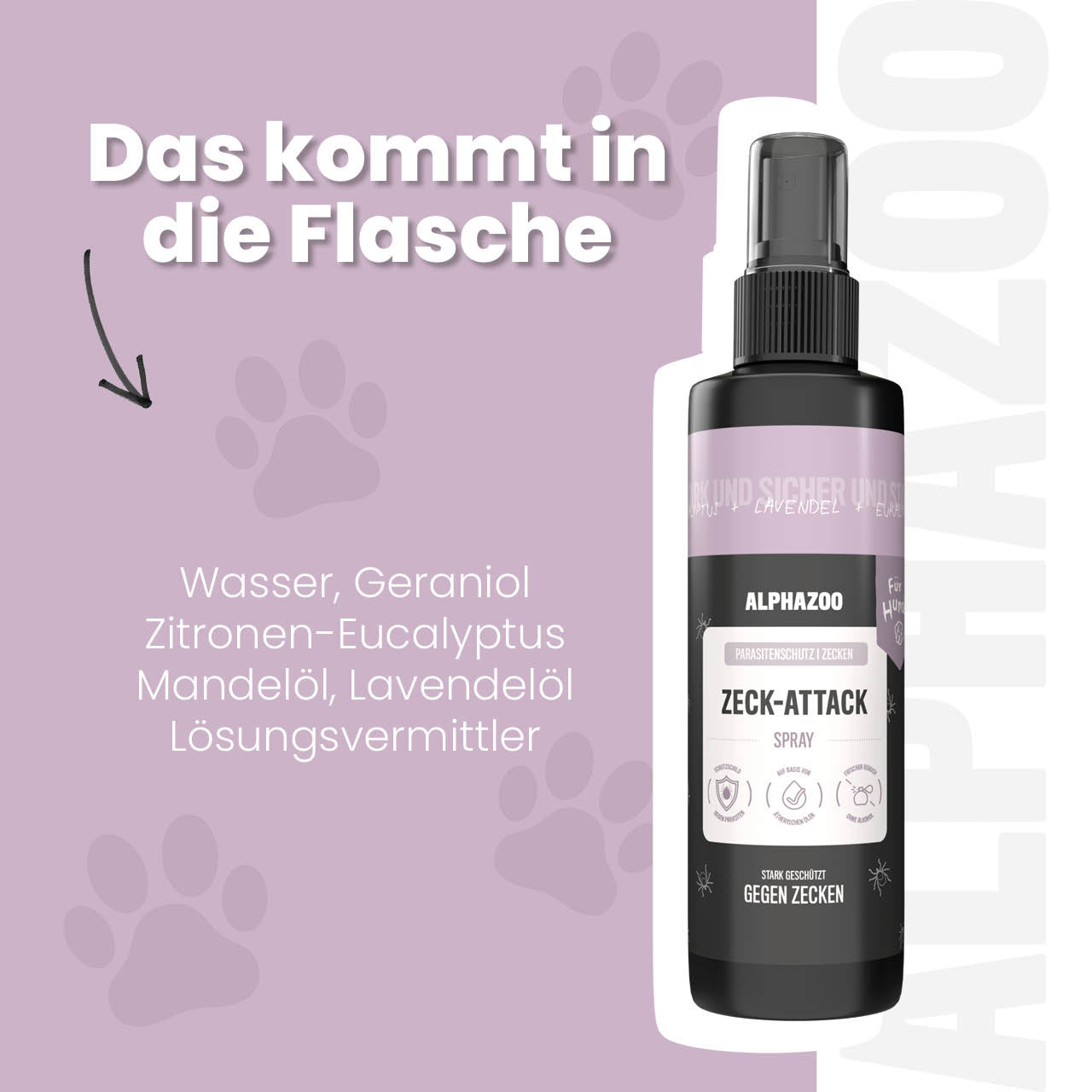 ZeckAttack Zeckenspray für Hunde – pflanzlich mit Geraniol, Lavendel & Eukalyptus